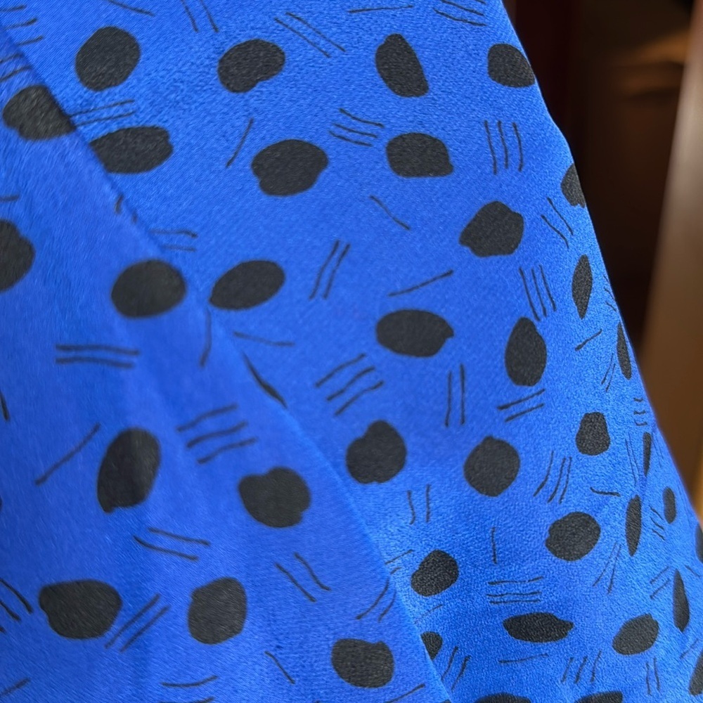 Vintage Christian Dior Chemises Blue Polka Dot Button Down Blouse 80s Size 10 - Picture 6 of 10